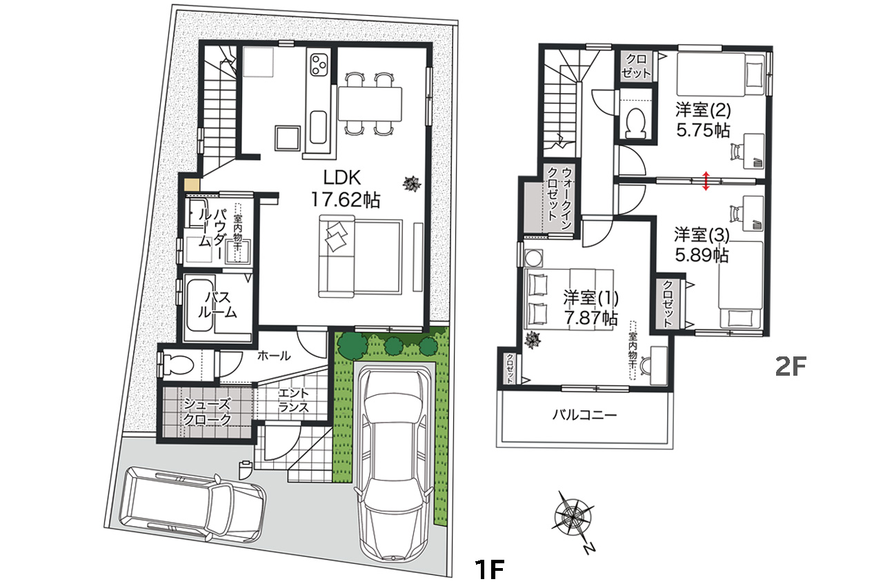 間取り図（家具・車の表記はイメージ配置になり、実際には付きません）