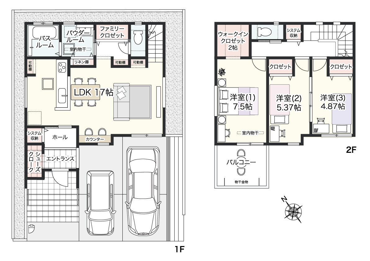 間取り図(家具・車の表記はイメージ配置になり、実際には付きません)