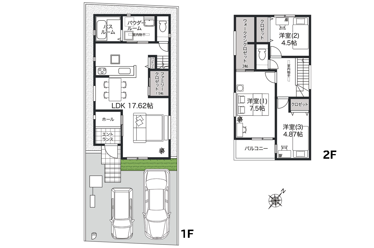 間取り図(家具・車の表記はイメージ配置になり、実際には付きません)