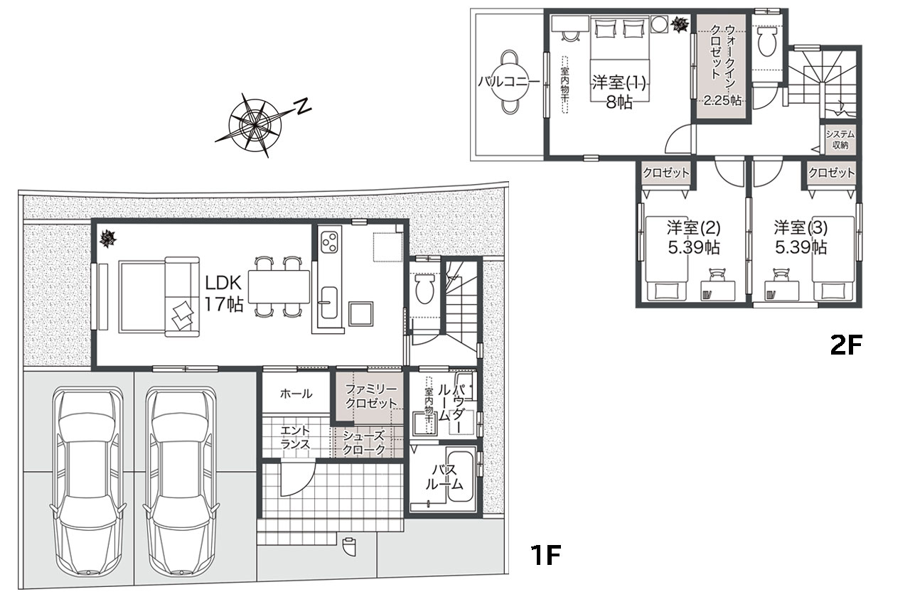間取り図（家具・車の表記はイメージ配置になり、実際には付きません）