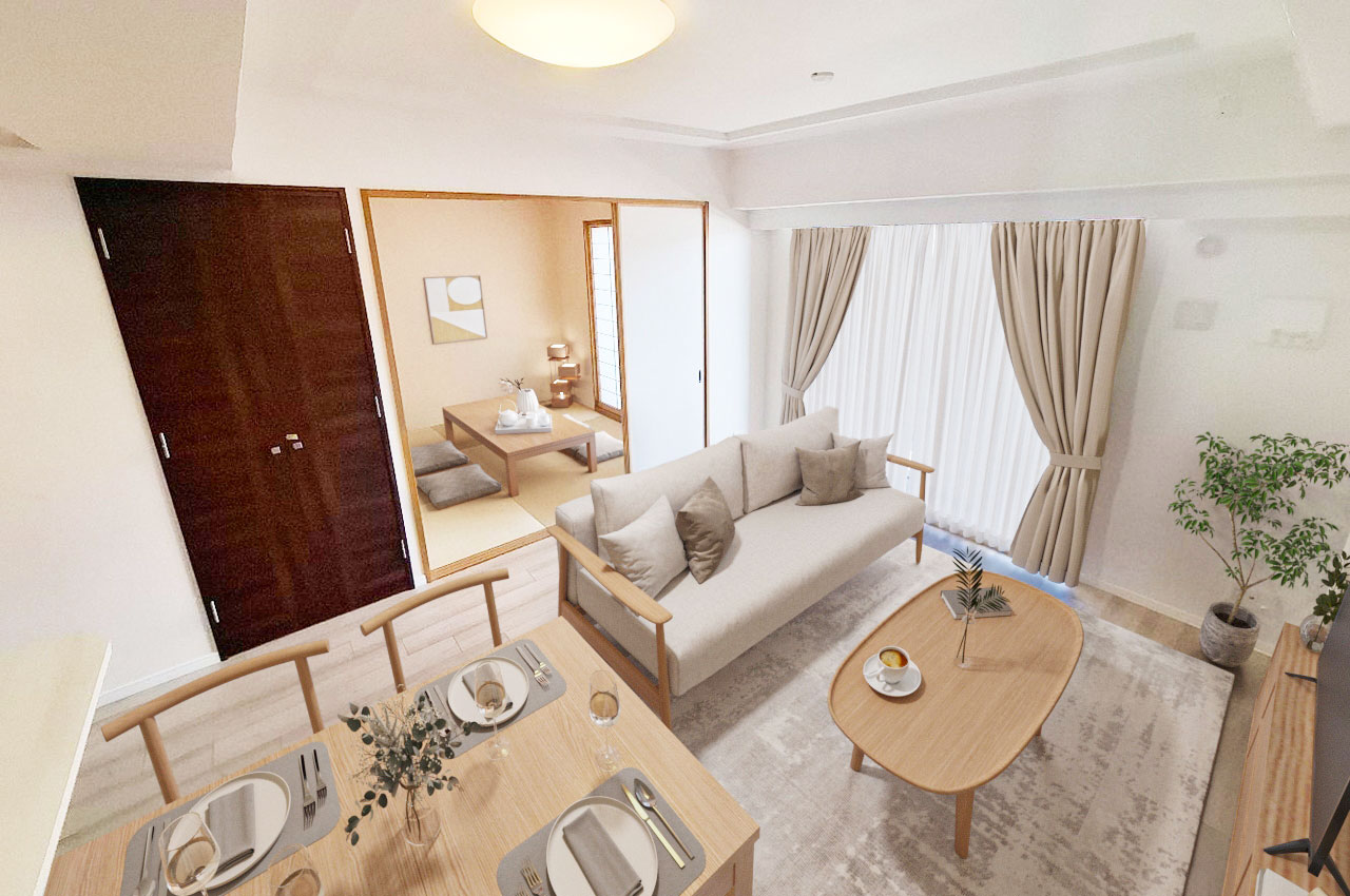 バーチャルステージング（実際には家具はついていません）