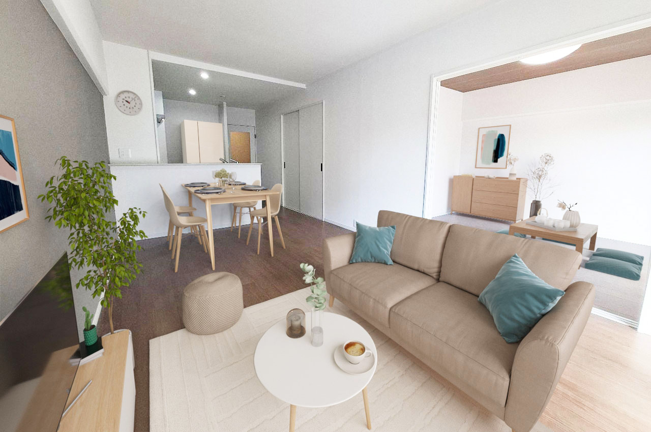 バーチャルステージング（実際には家具はついていません）