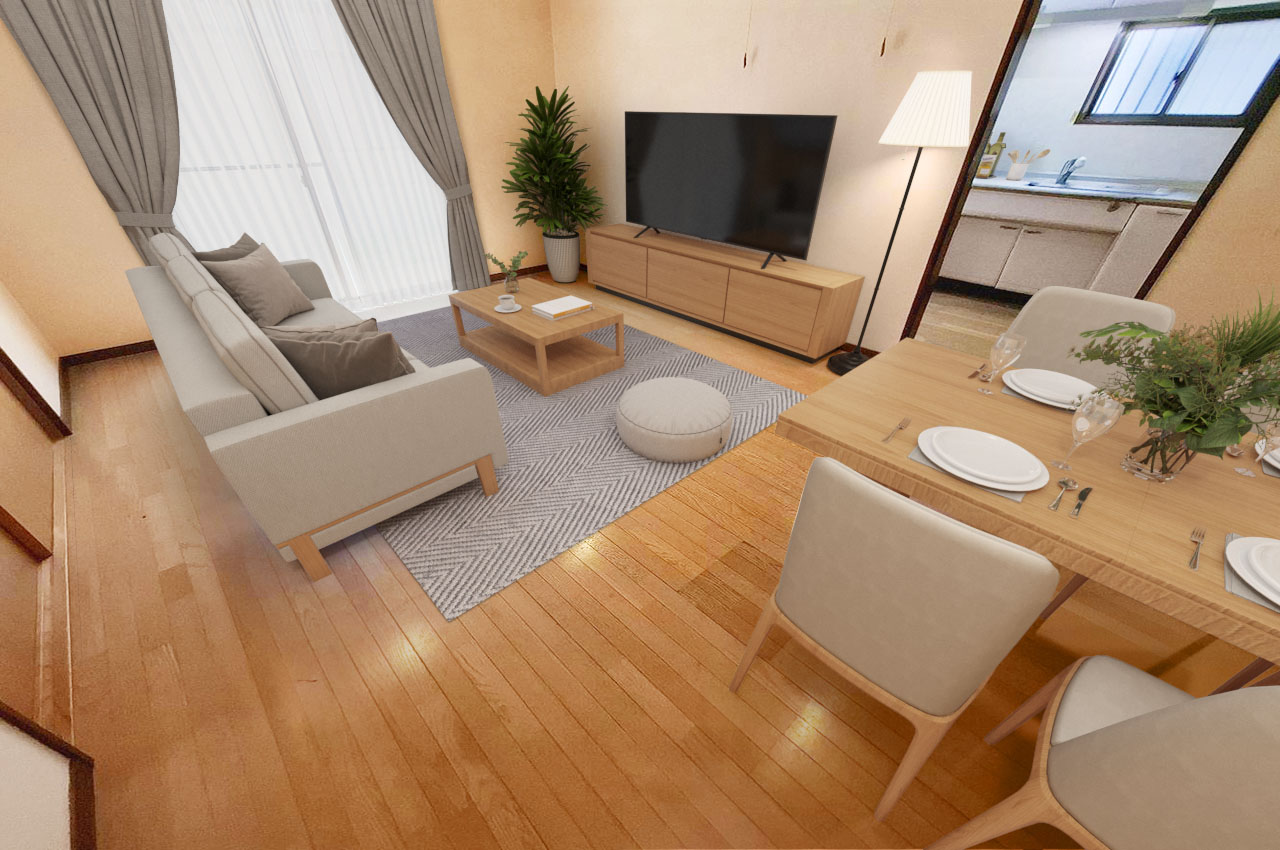 バーチャルステージング(実際には家具はついていません)