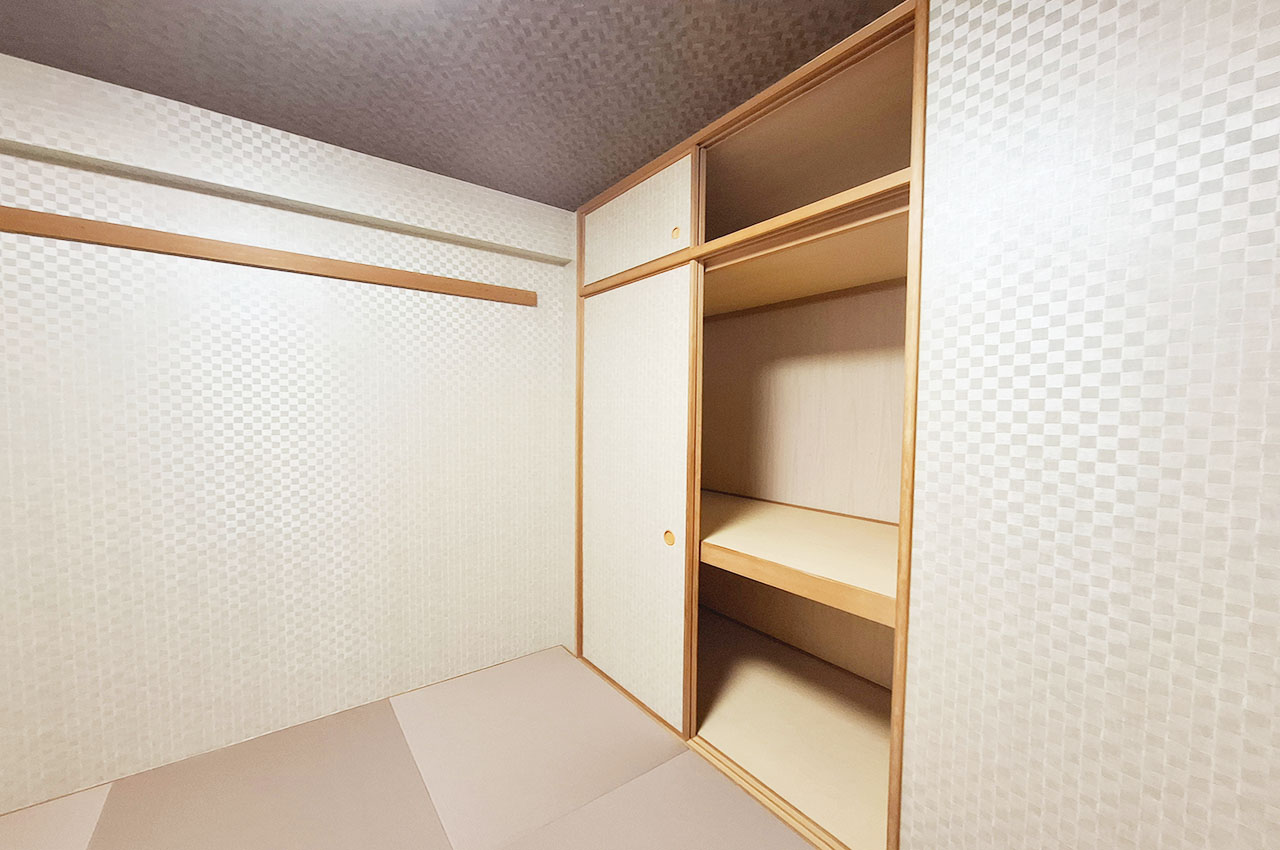 和室::押入収納ありで整理整頓しやすいお部屋です。