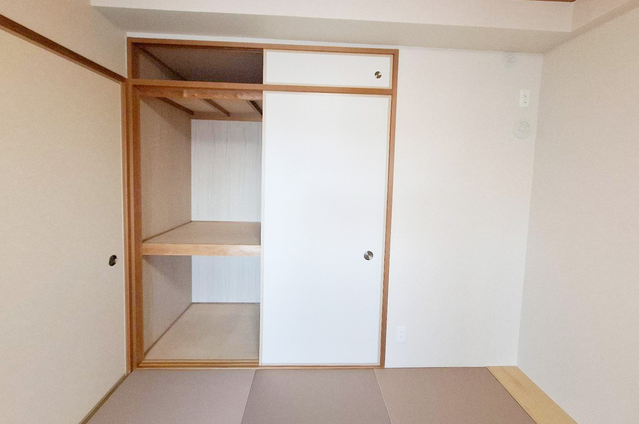 和室：押入収納が備わった和室は布団や季節用品の整理に便利。生活空間を広く使えます。