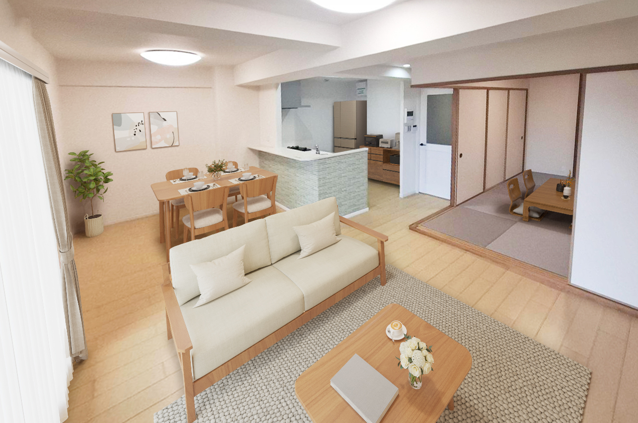 バーチャルステージング（実際には家具はついていません）