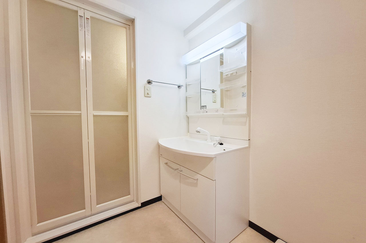 清潔感のある洗面室。