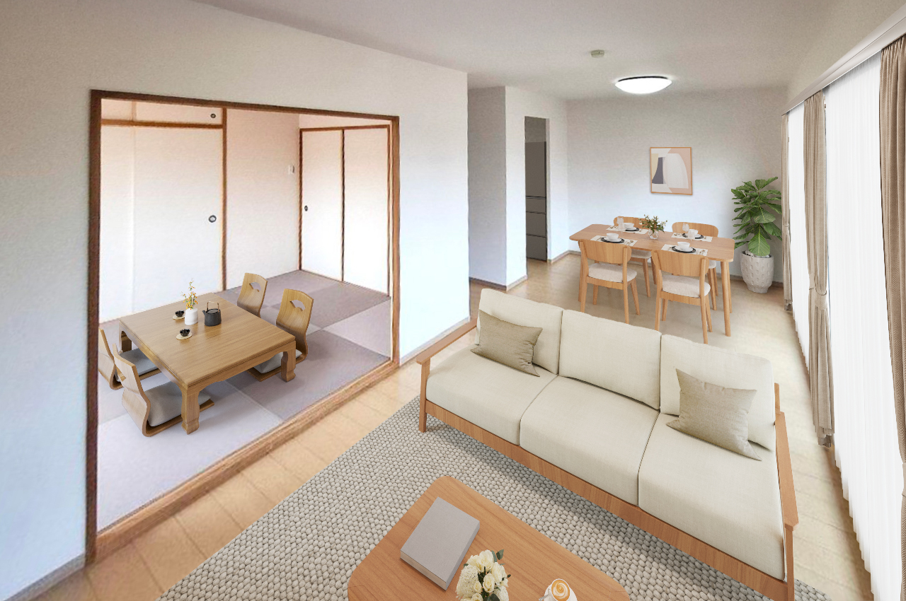 バーチャルステージング（実際には家具はついていません）