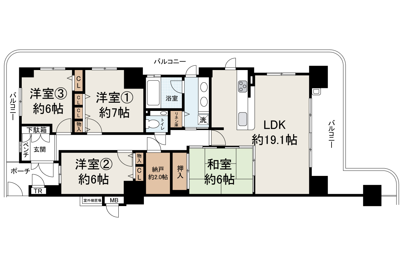 全居室6帖以上のゆったり4LDK