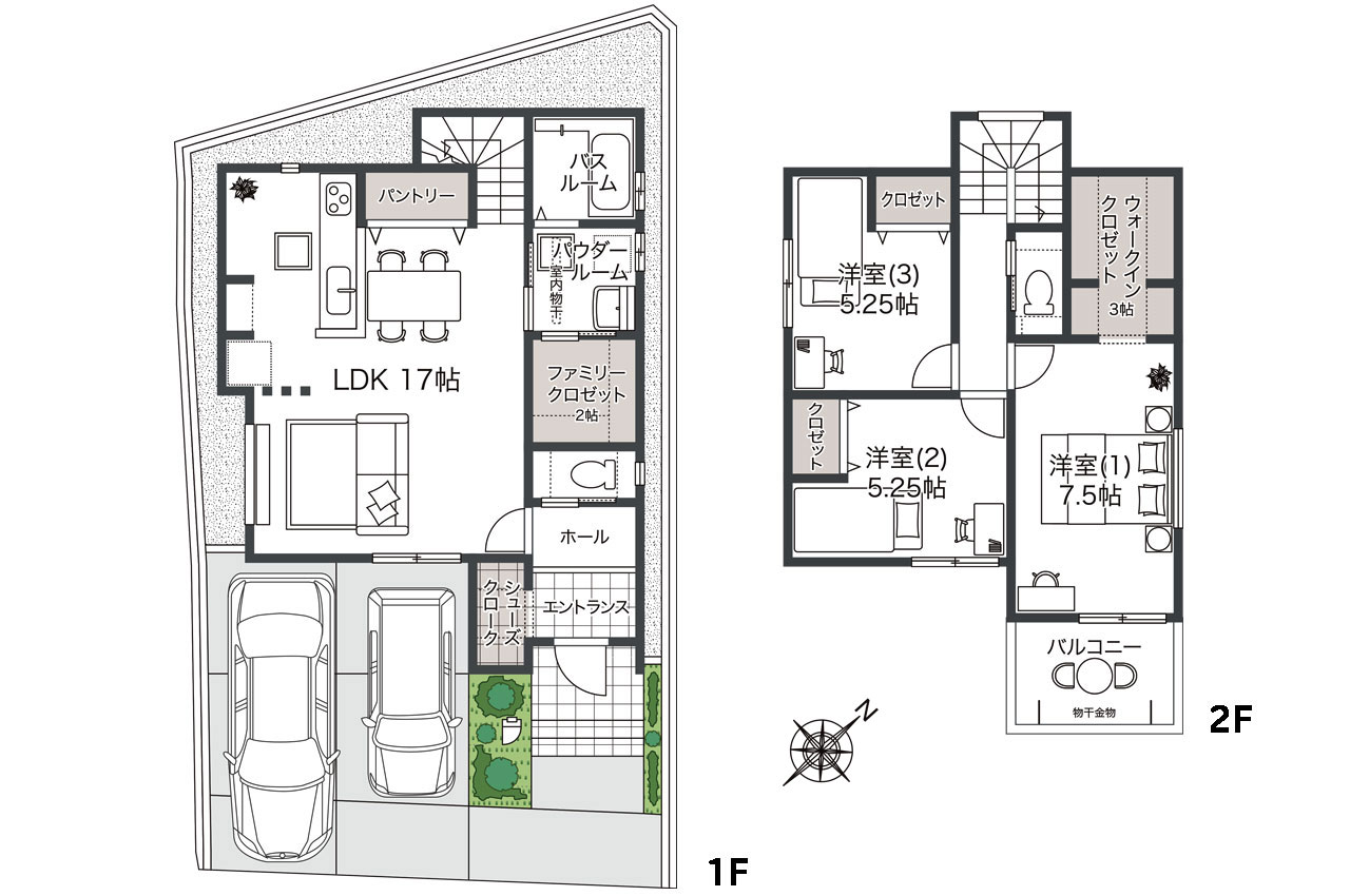 間取り図（家具・車の表記はイメージ配置になり、実際には付きません）