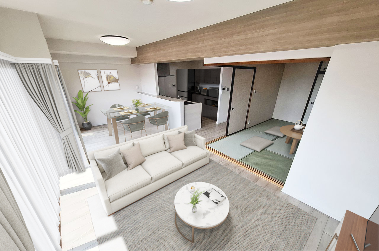 バーチャルステージング（実際には家具はついていません）