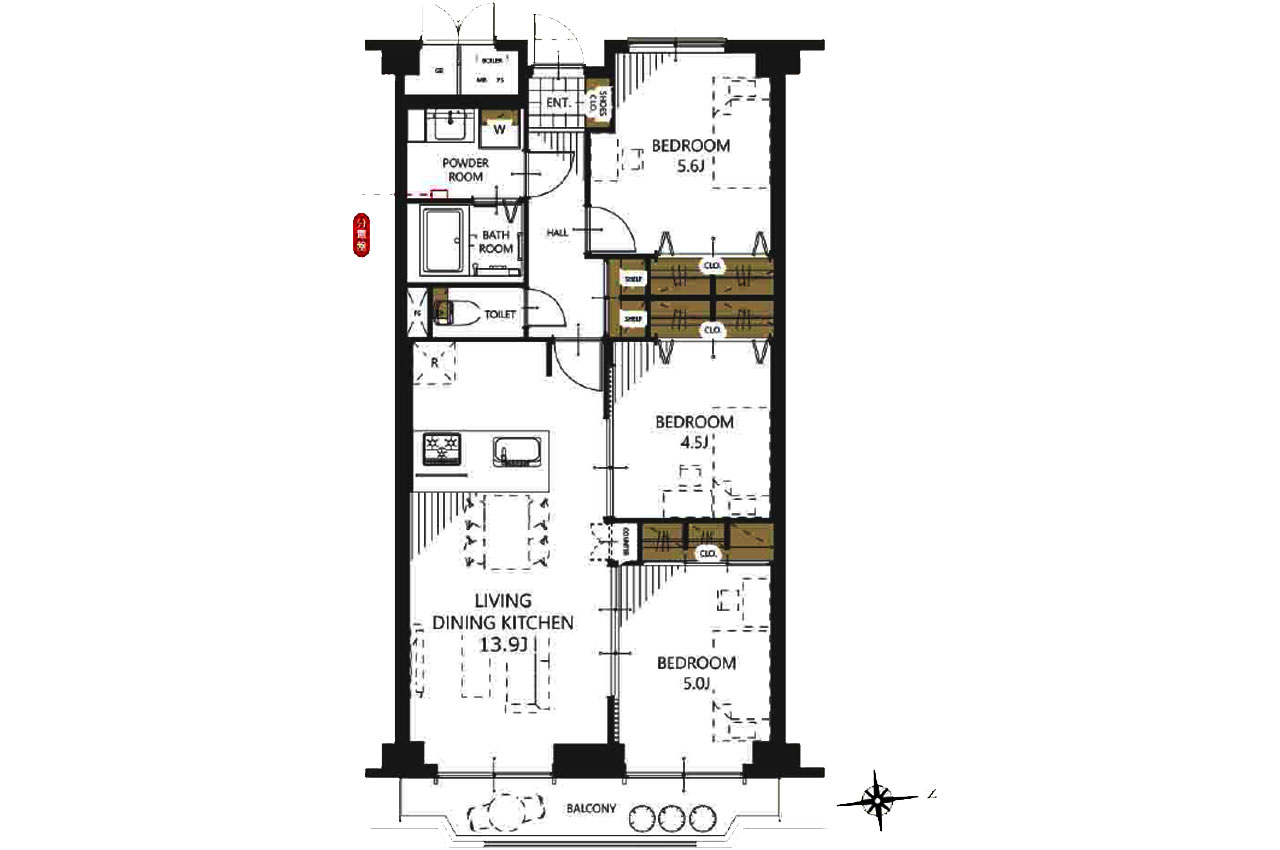 ※設置されているインテリア家具はディスプレイ用になります。