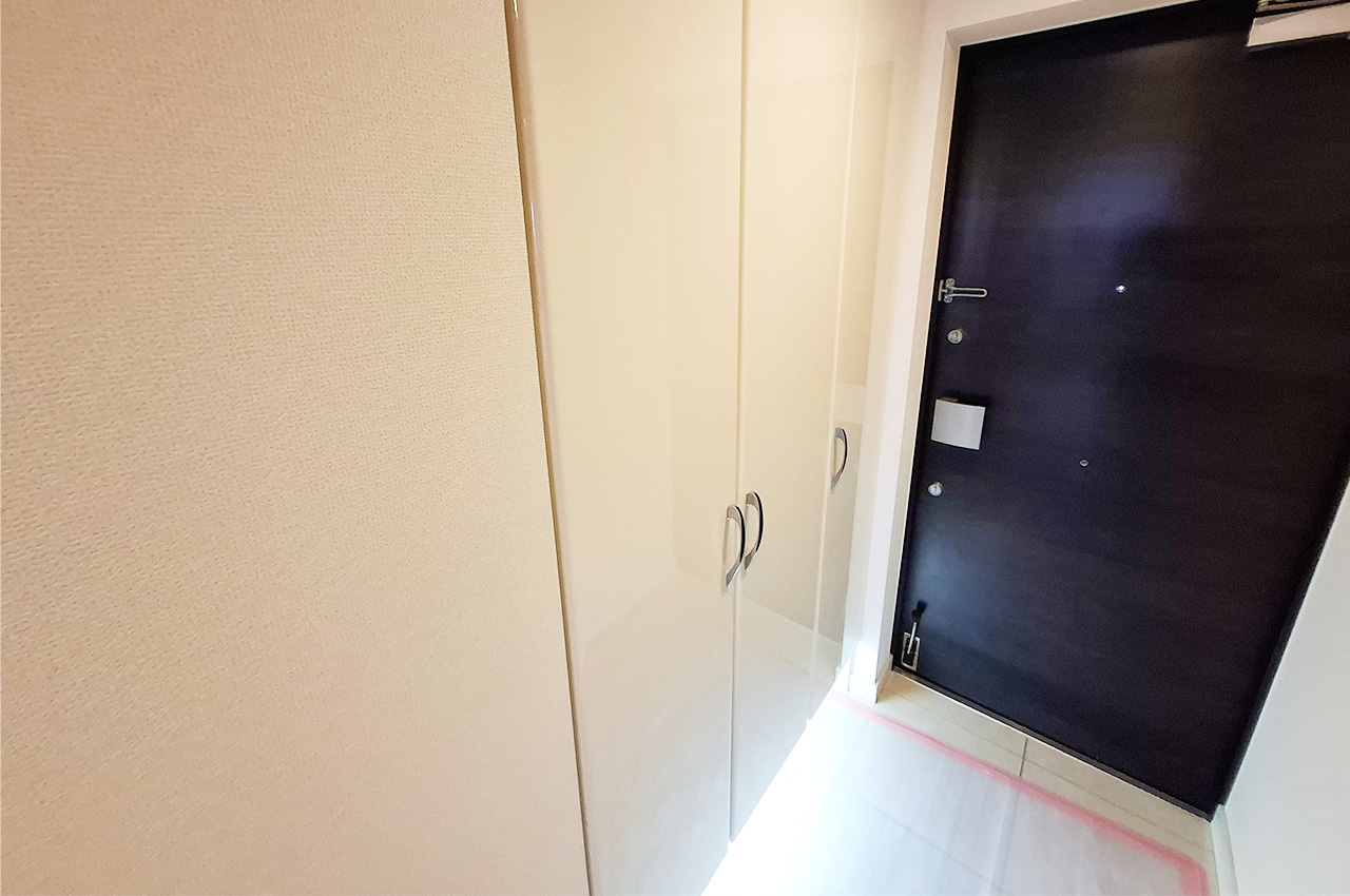 玄関:トールタイプの下駄箱付き。