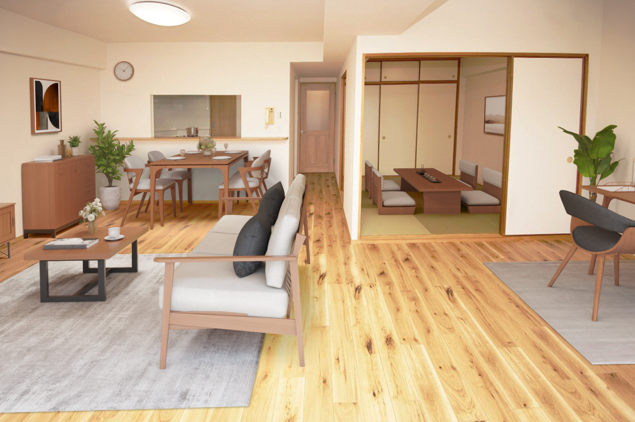 バーチャルステージング（実際には家具はついていません）