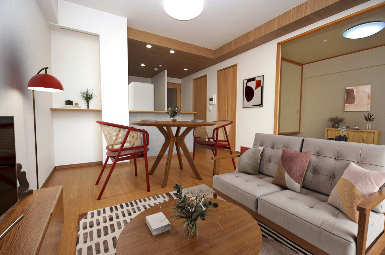 バーチャルステージング(実際には家具はついていません)