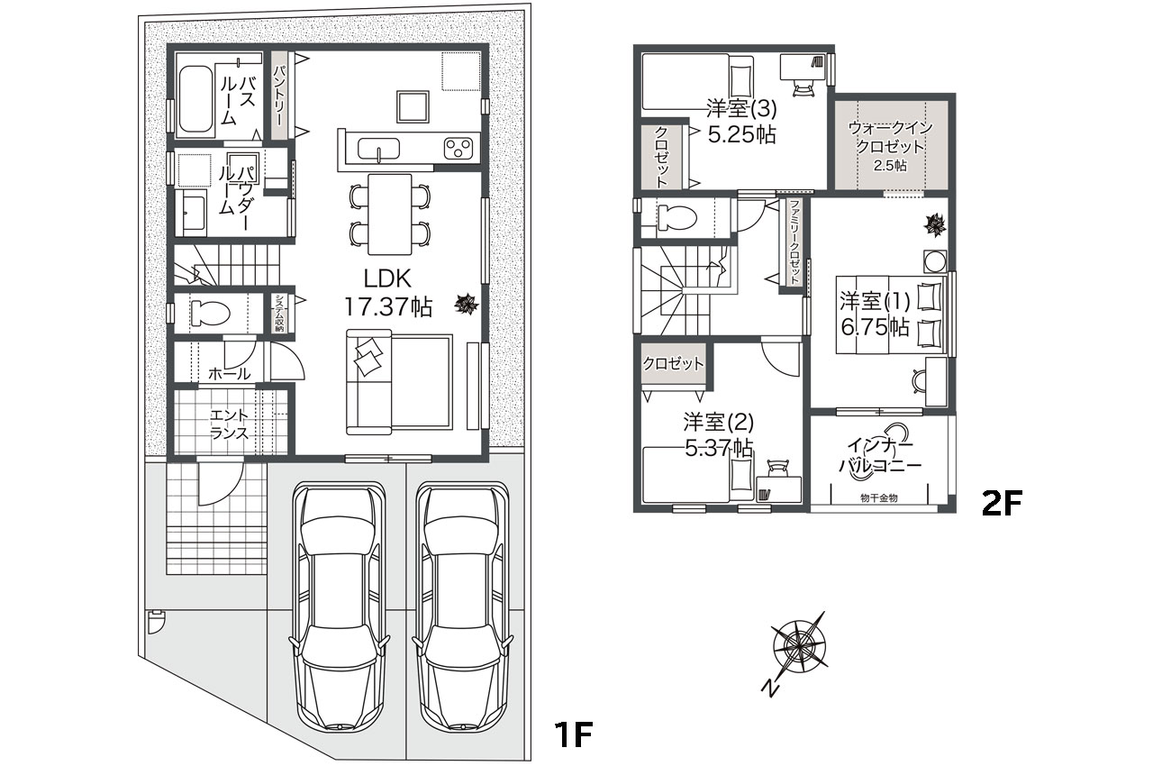 間取り図（家具・車の表記はイメージ配置になり、実際には付きません）