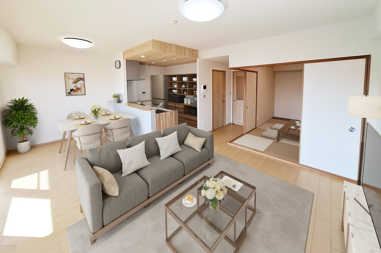 バーチャルステージング（実際には家具はついていません）