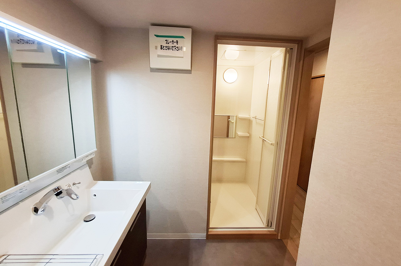 洗面室：水廻りがまとまった、家事動線に配慮した設計です。