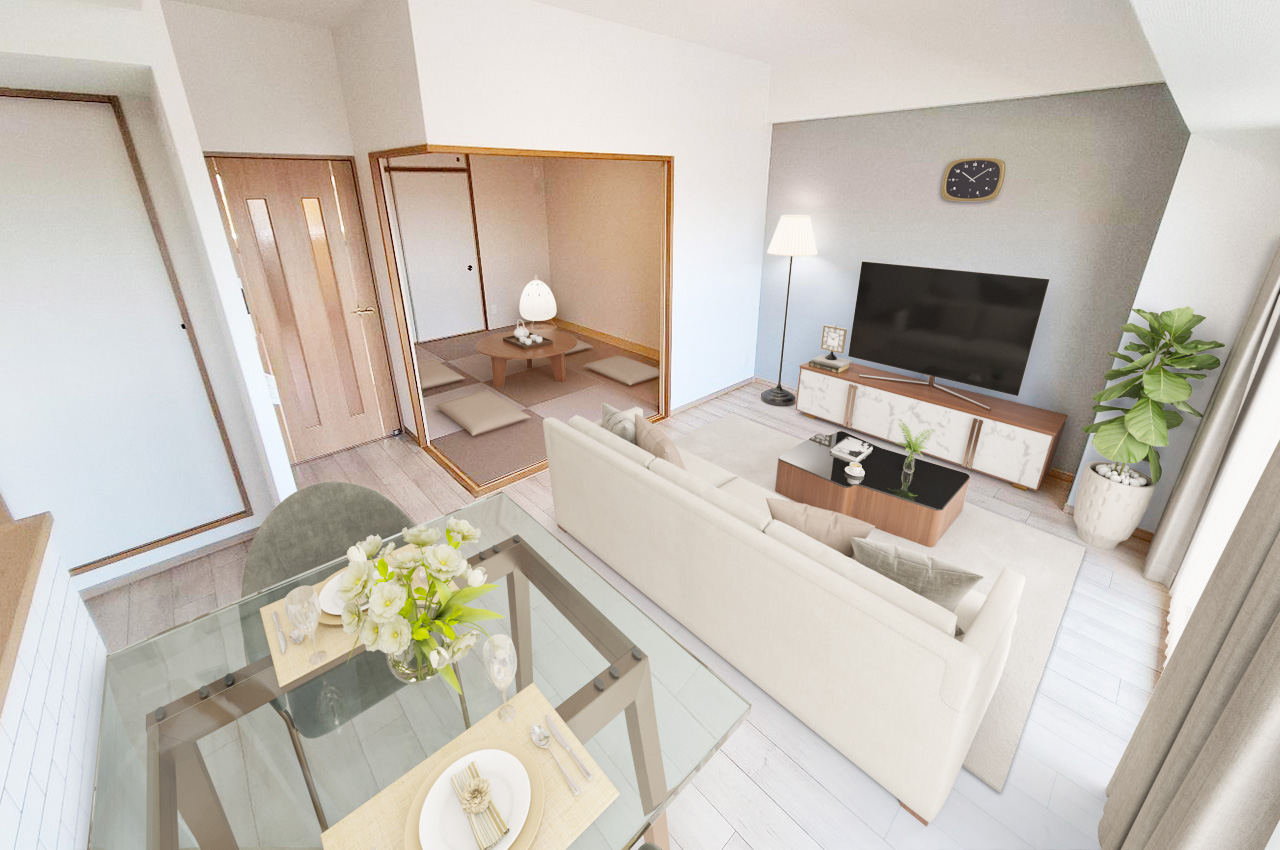 バーチャルステージング（実際には家具はついていません）