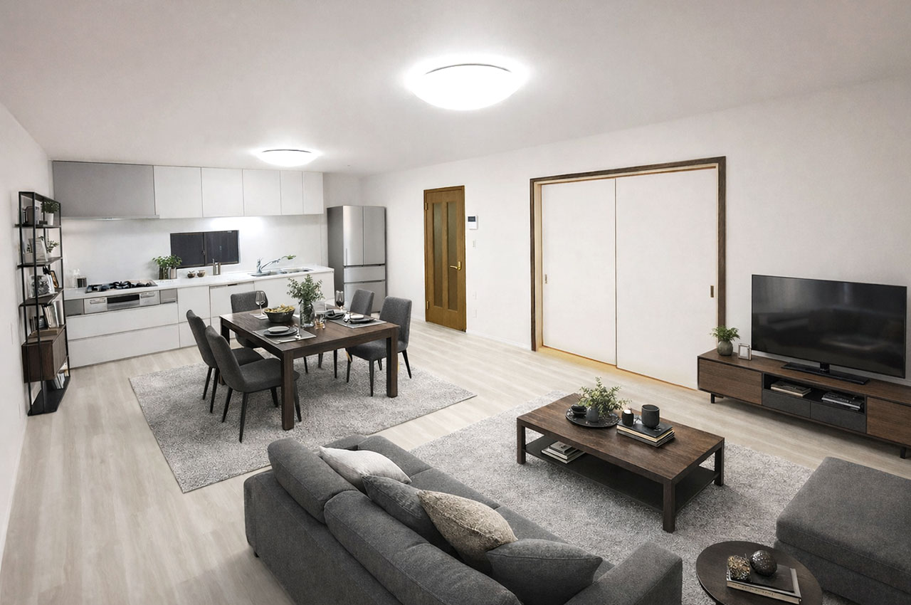 バーチャルステージング（実際には家具はついていません）