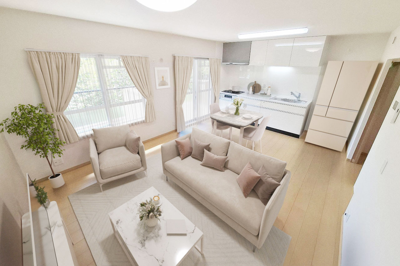 バーチャルステージング（実際には家具はついていません）