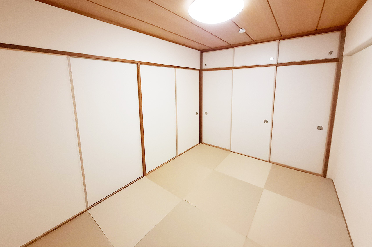 和室：LDKと廊下の2Way動線。襖を開ければLDKとの一体利用が可能。