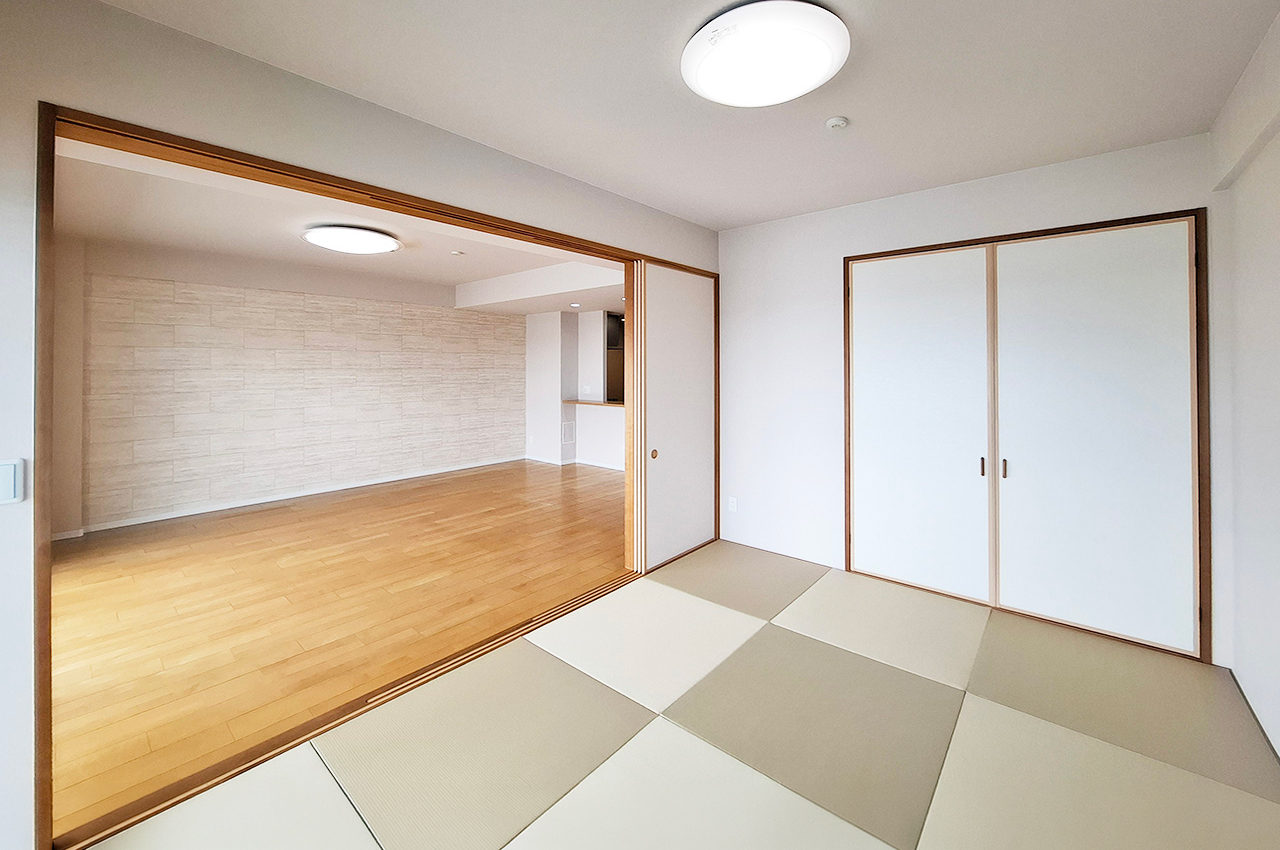 和室：リビングと続間になっており、客間やくつろぎスペースとしても活躍します。