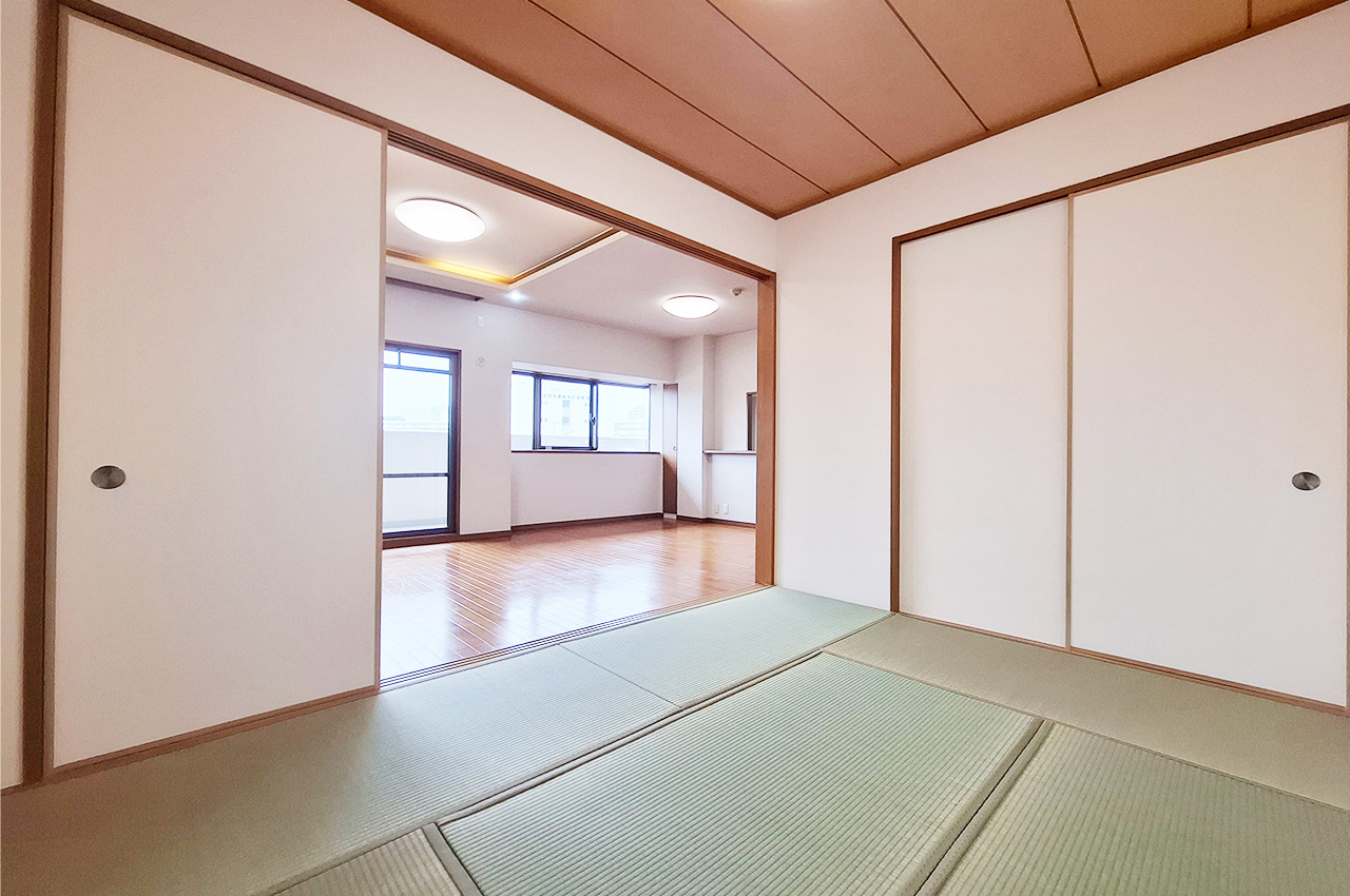 和室:LDKに隣接した6帖の和室は続き間としても使いやすいお部屋です。