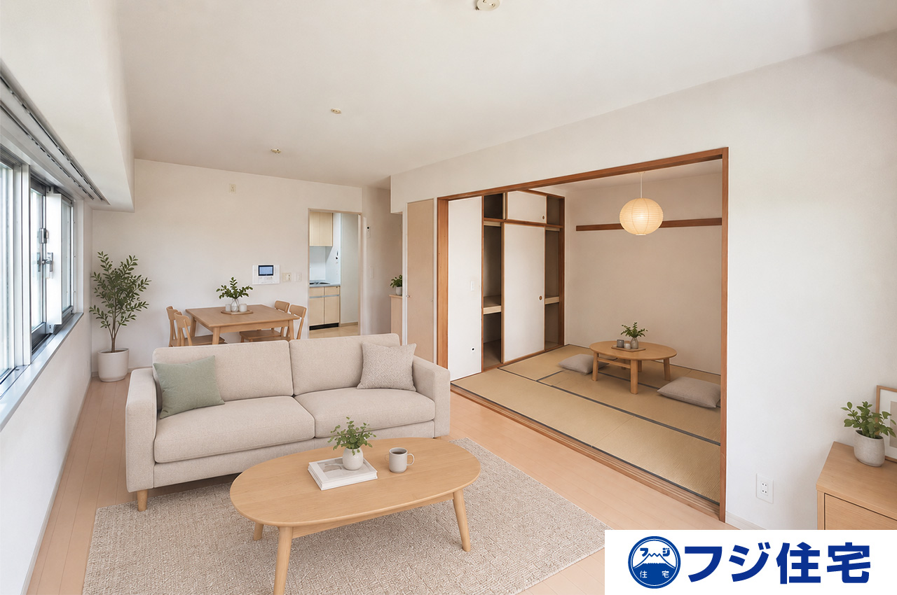 LDK：バーチャルステージング画像（AI合成）です。合成された家具等は販売価格に含まれません。